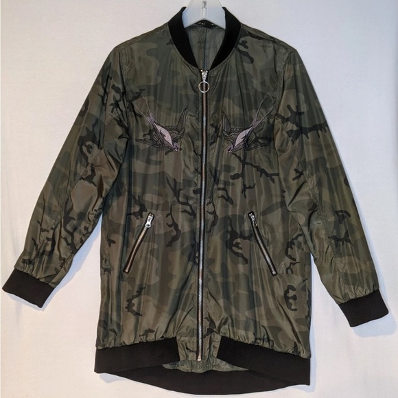 Men's Rock & Republic Jacket Camouflage Bomber Windbreaker Embroidered Birds M. - Picture 2 of 7